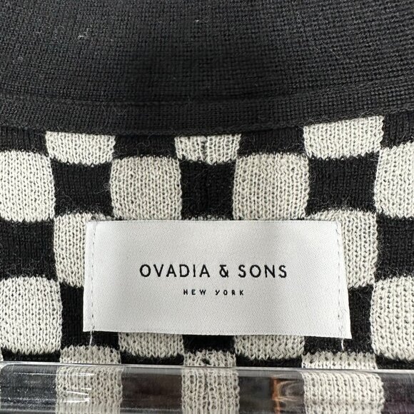 Ovadia & Sons Cardigan Sweater Checkerboard Wool Large - Picture 3 of 12